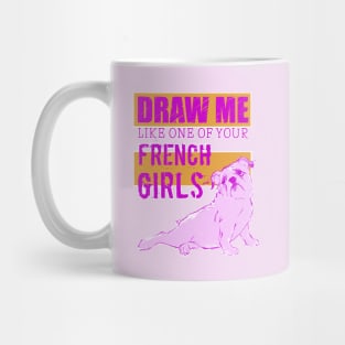 Draw Me Like One of Your French Girls Bulldog, Purple/Yellow Mug